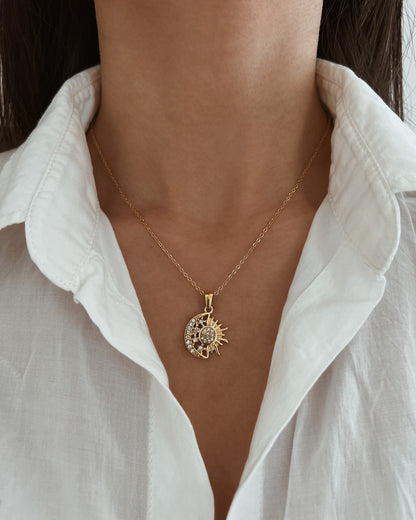 Sun And Moon Pendant Necklace Waterproof