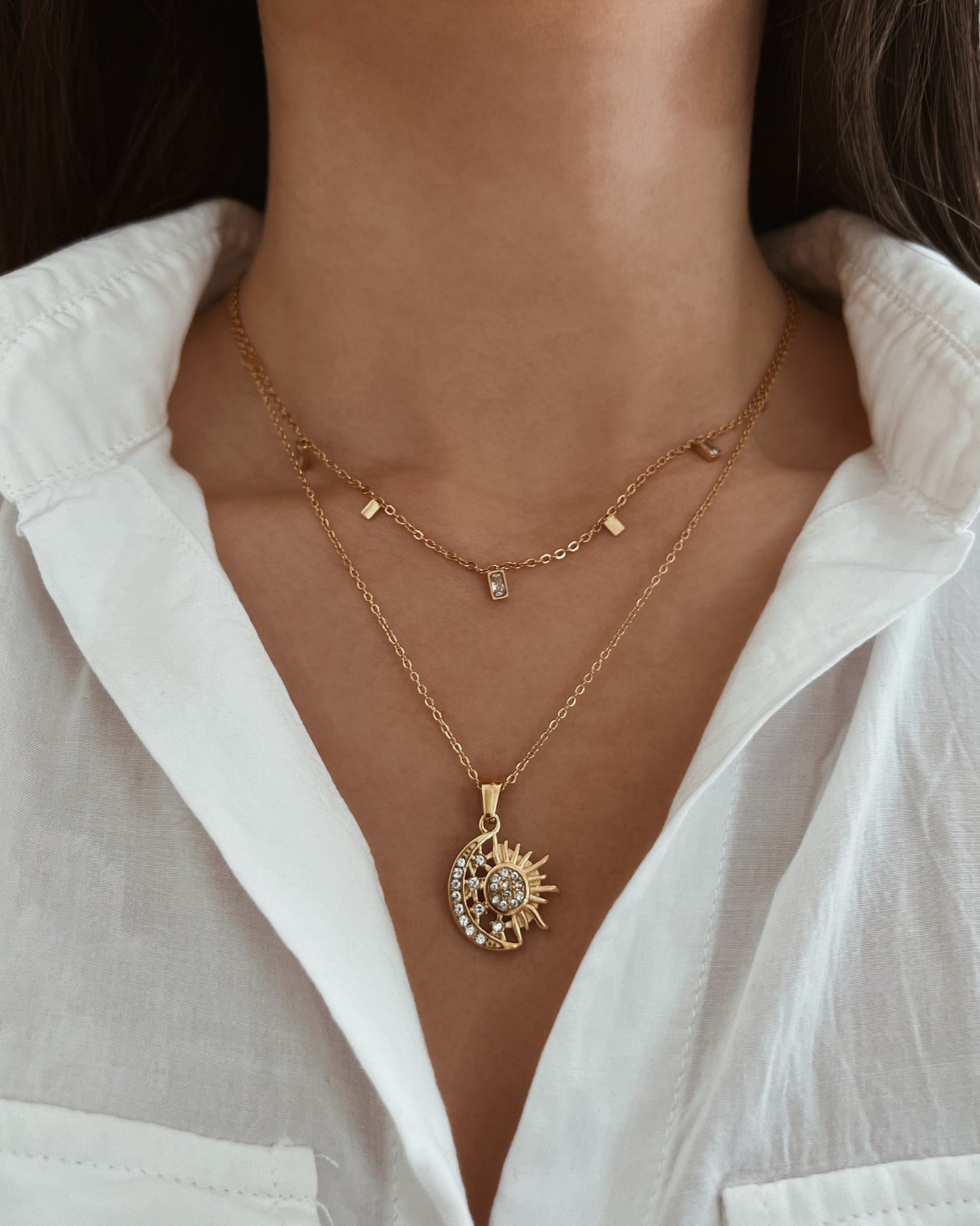 Sun And Moon Pendant Necklace Waterproof