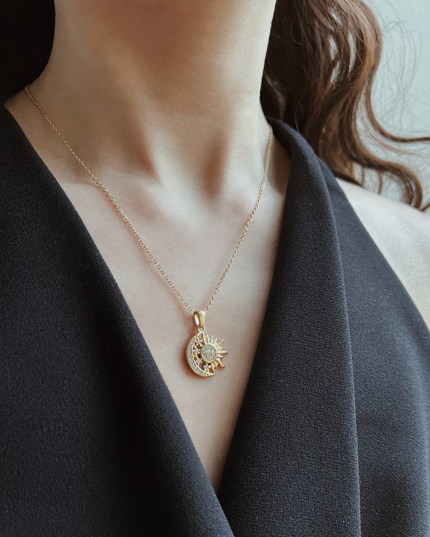Sun And Moon Pendant Necklace Waterproof