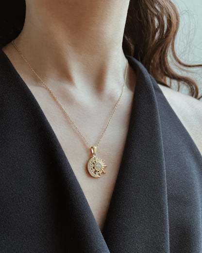 Sun And Moon Pendant Necklace Waterproof