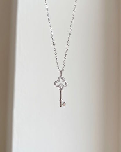 Pavé Key Pendant Necklace 925 Silver