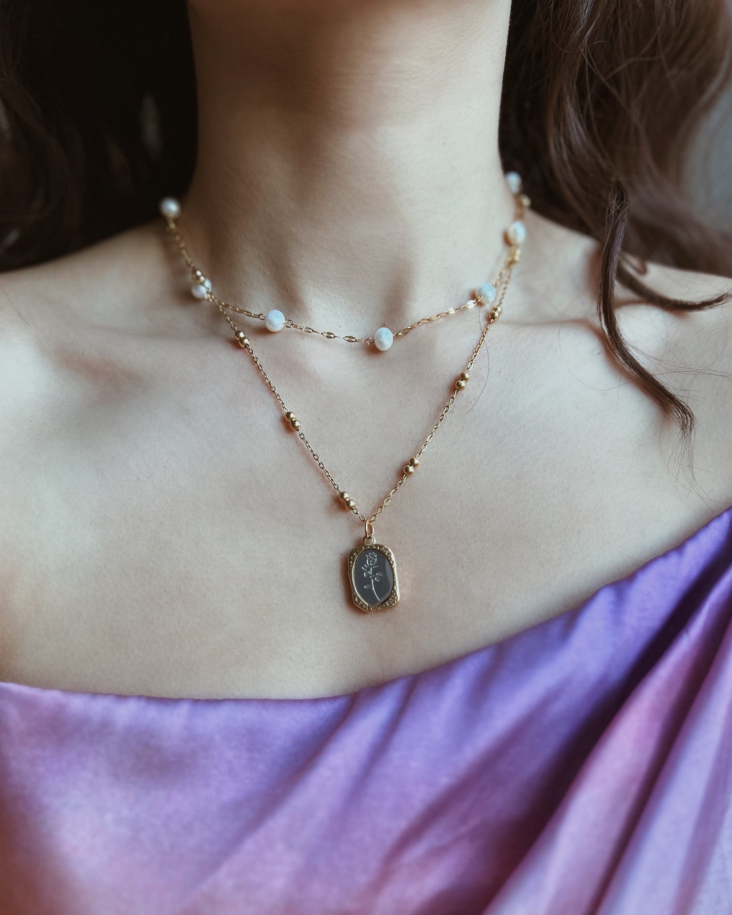 Freshwater Pearl Station Necklace Waterproof