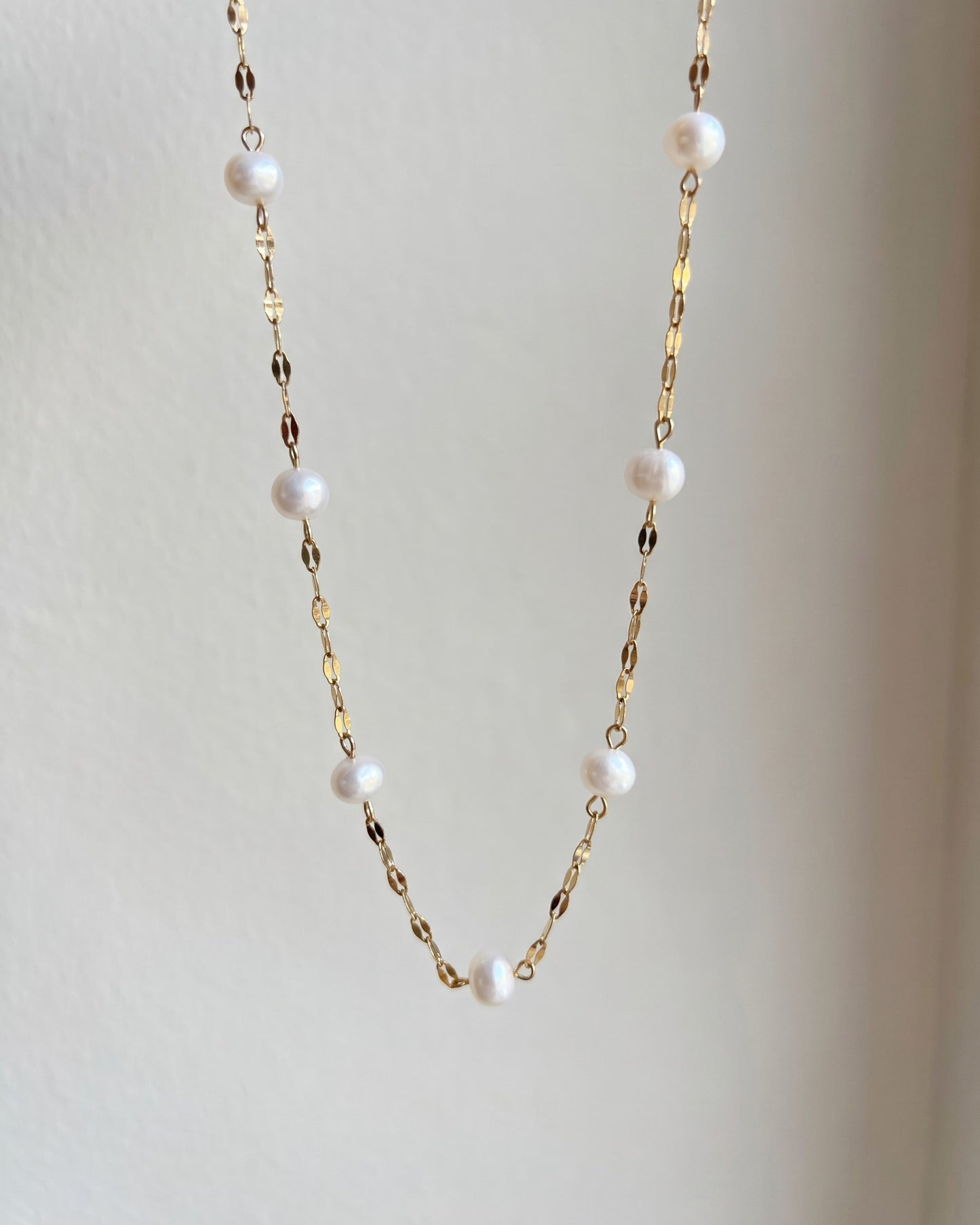 Freshwater Pearl Station Necklace Waterproof