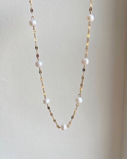 Freshwater Pearl Station Necklace Waterproof