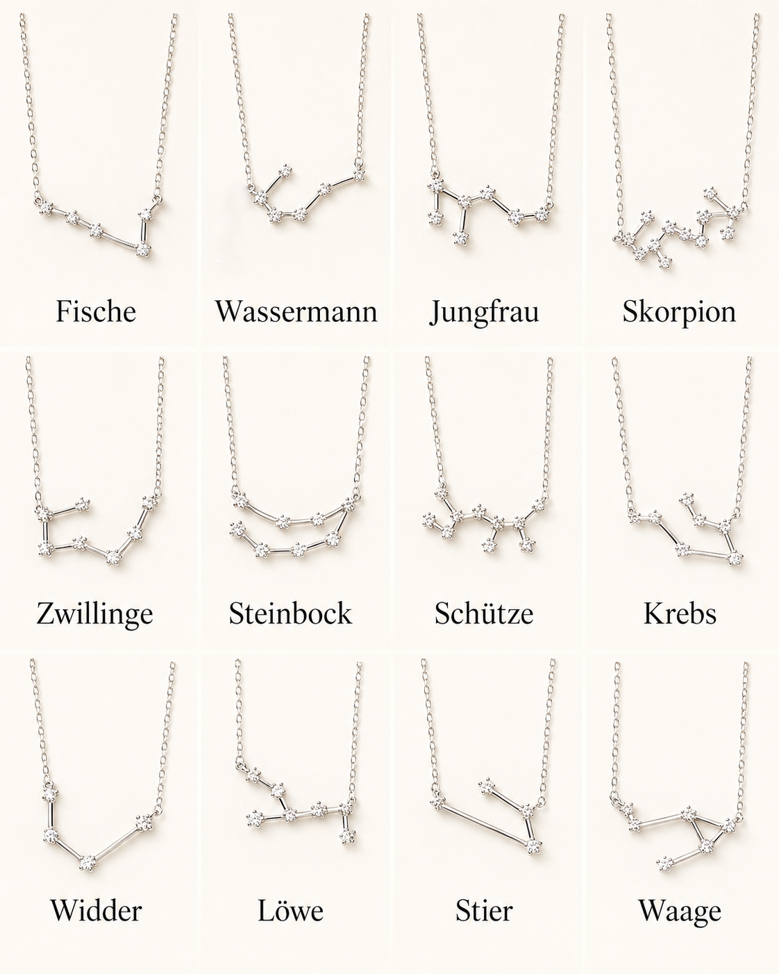 Zodiac Constellation Necklace 925 Silver