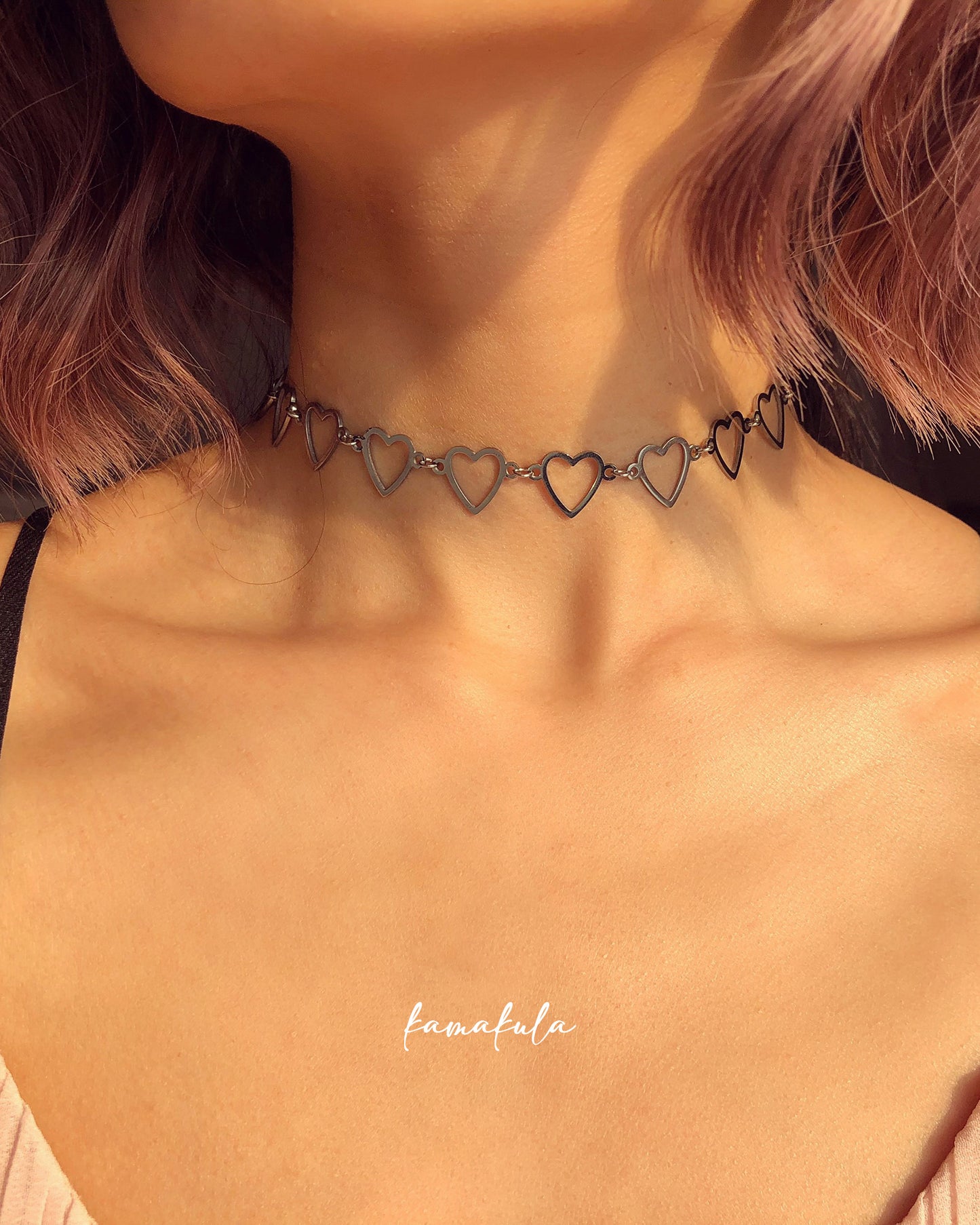 Open Heart Choker Necklace