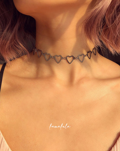 Open Heart Choker Necklace