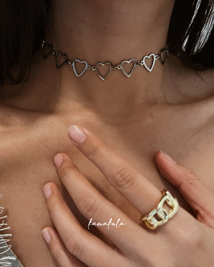 Open Heart Choker Necklace