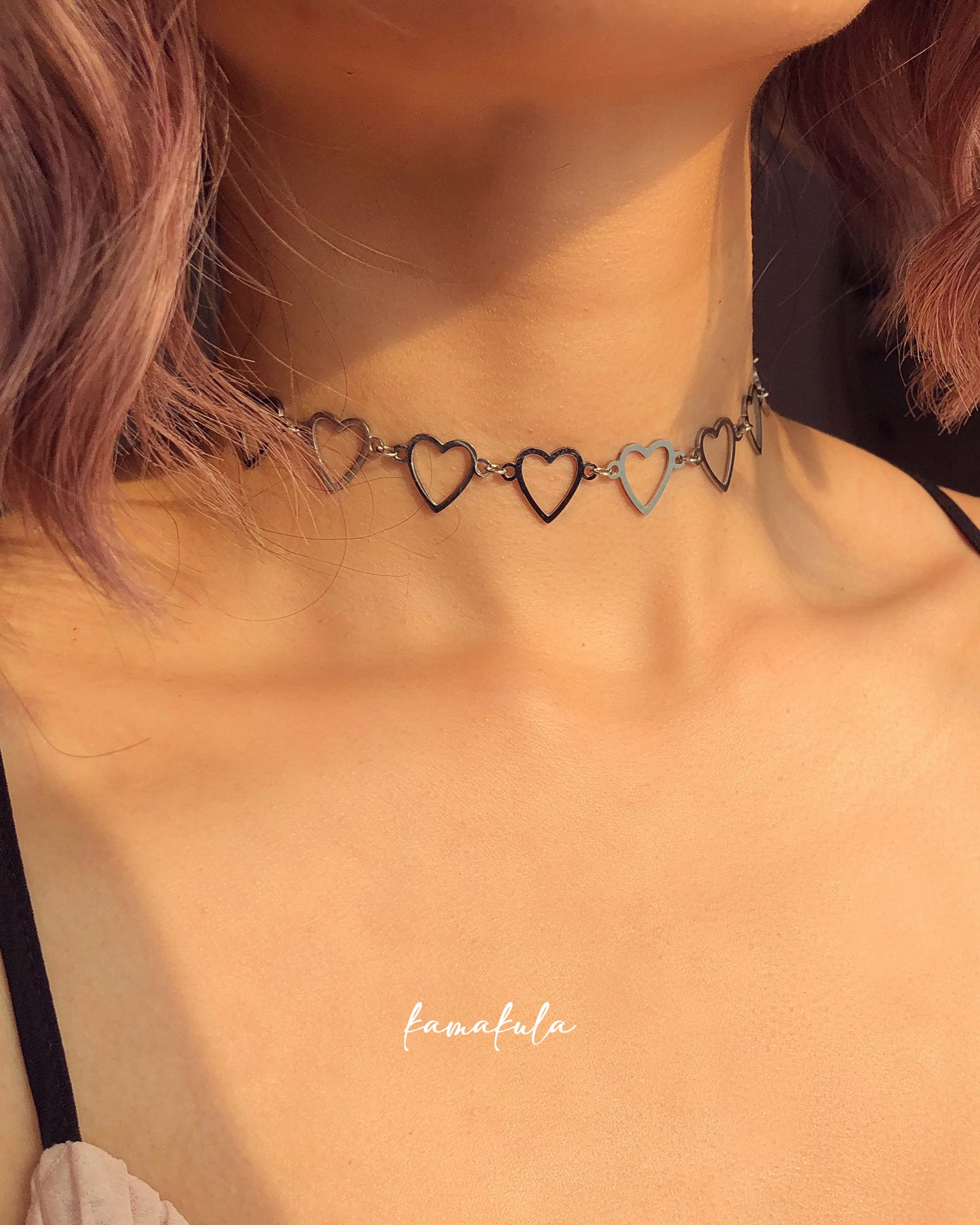Open Heart Choker Necklace