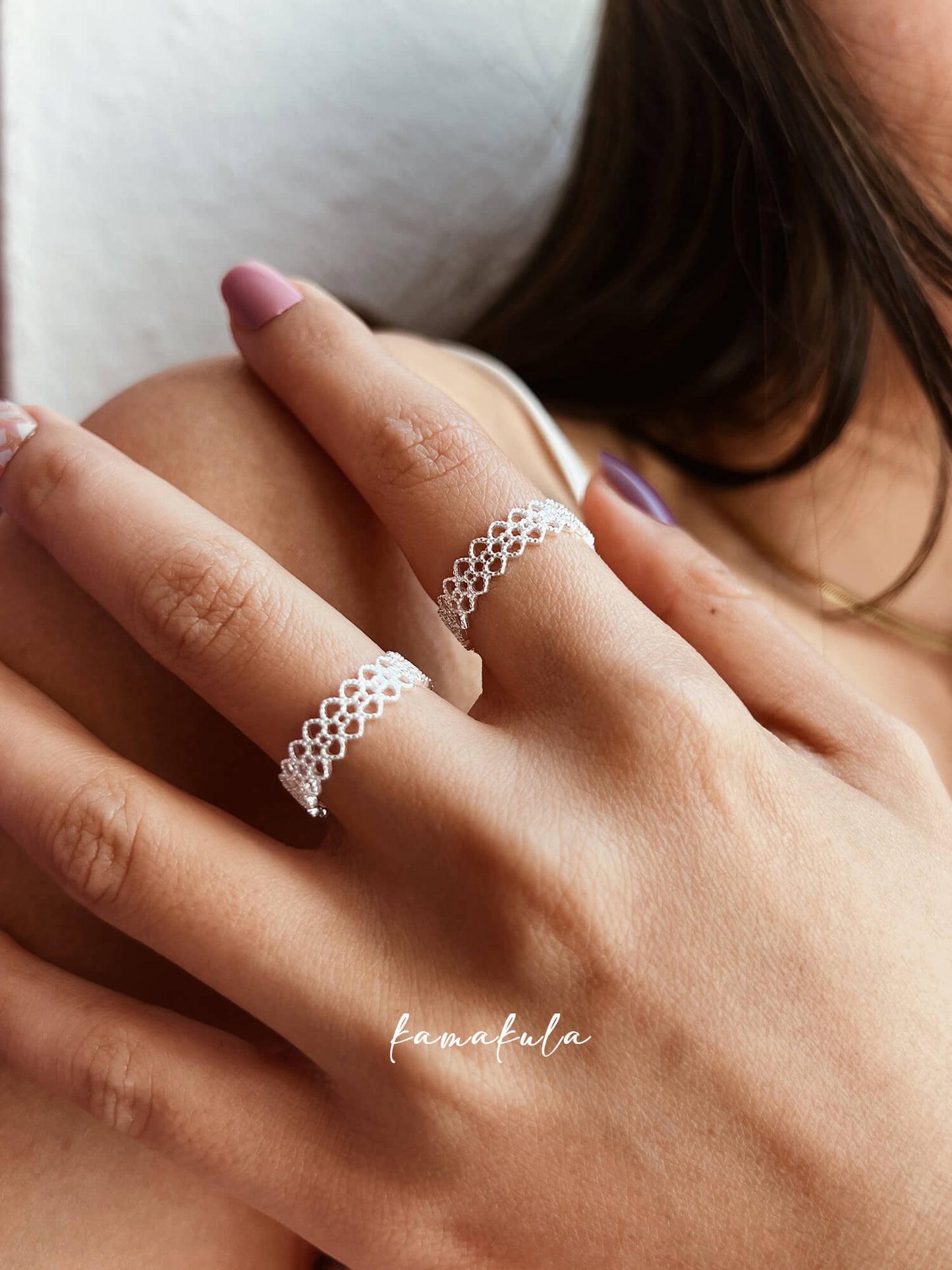 Lace Patterned 925 Silver Filigree Ring