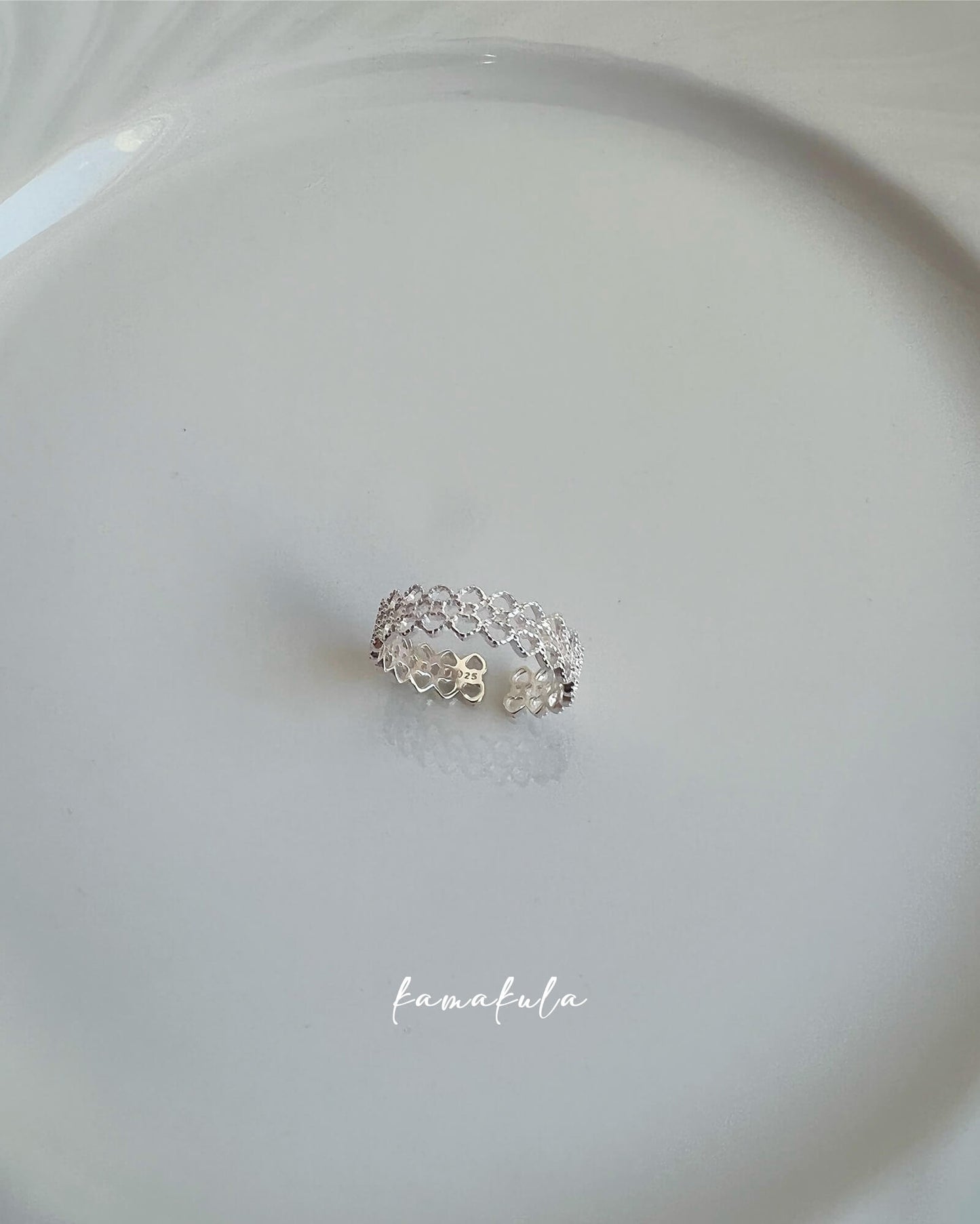 Lace Patterned 925 Silver Filigree Ring