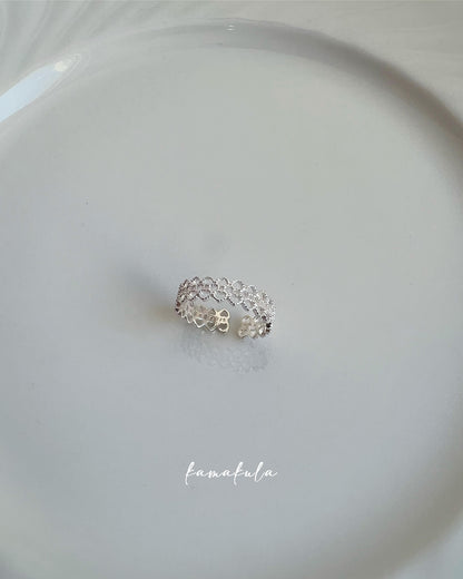 Lace Patterned 925 Silver Filigree Ring