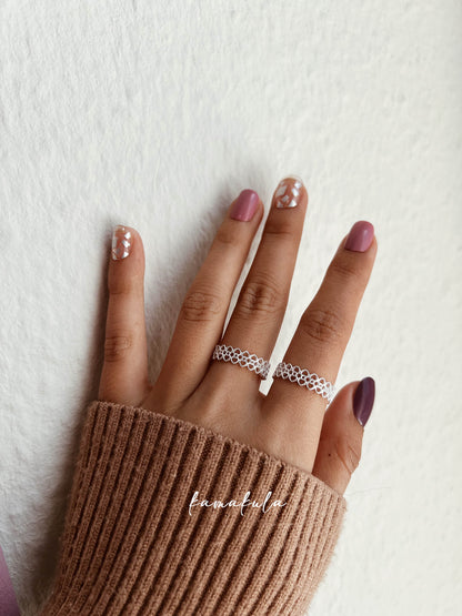Lace Patterned 925 Silver Filigree Ring