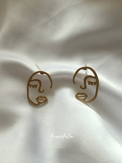 Abstract Face Stud Earrings