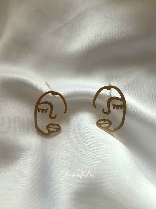Abstract Face Stud Earrings