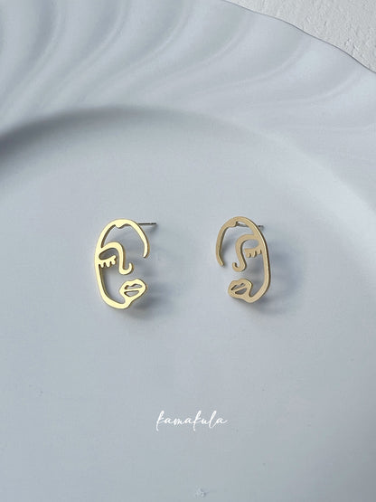 Abstract Face Stud Earrings