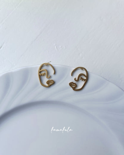 Abstract Face Stud Earrings