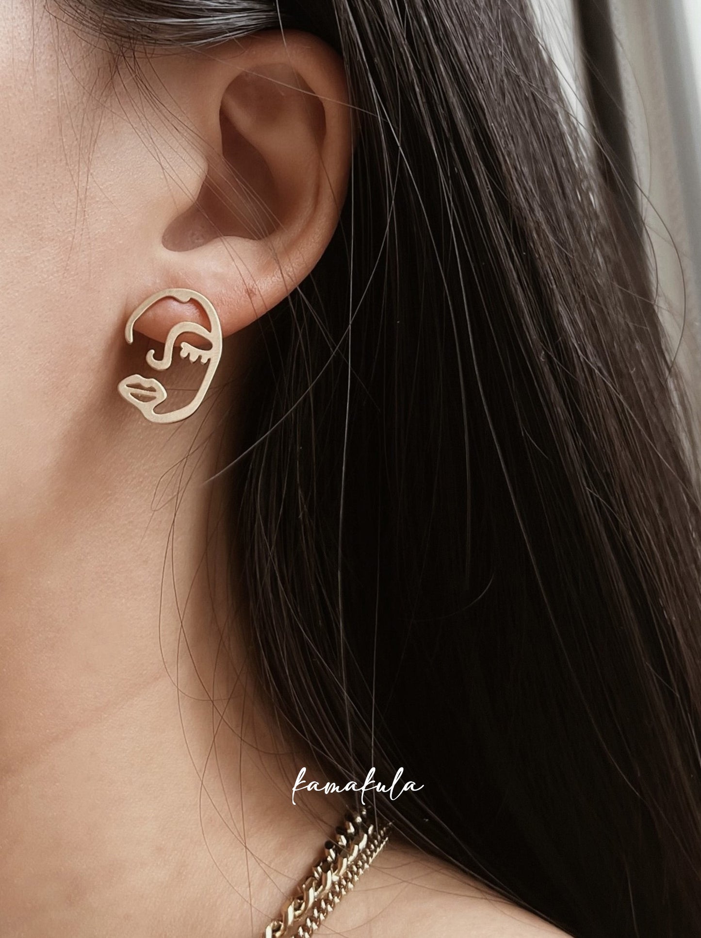 Abstract Face Stud Earrings