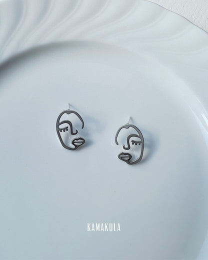 Abstract Face Stud Earrings
