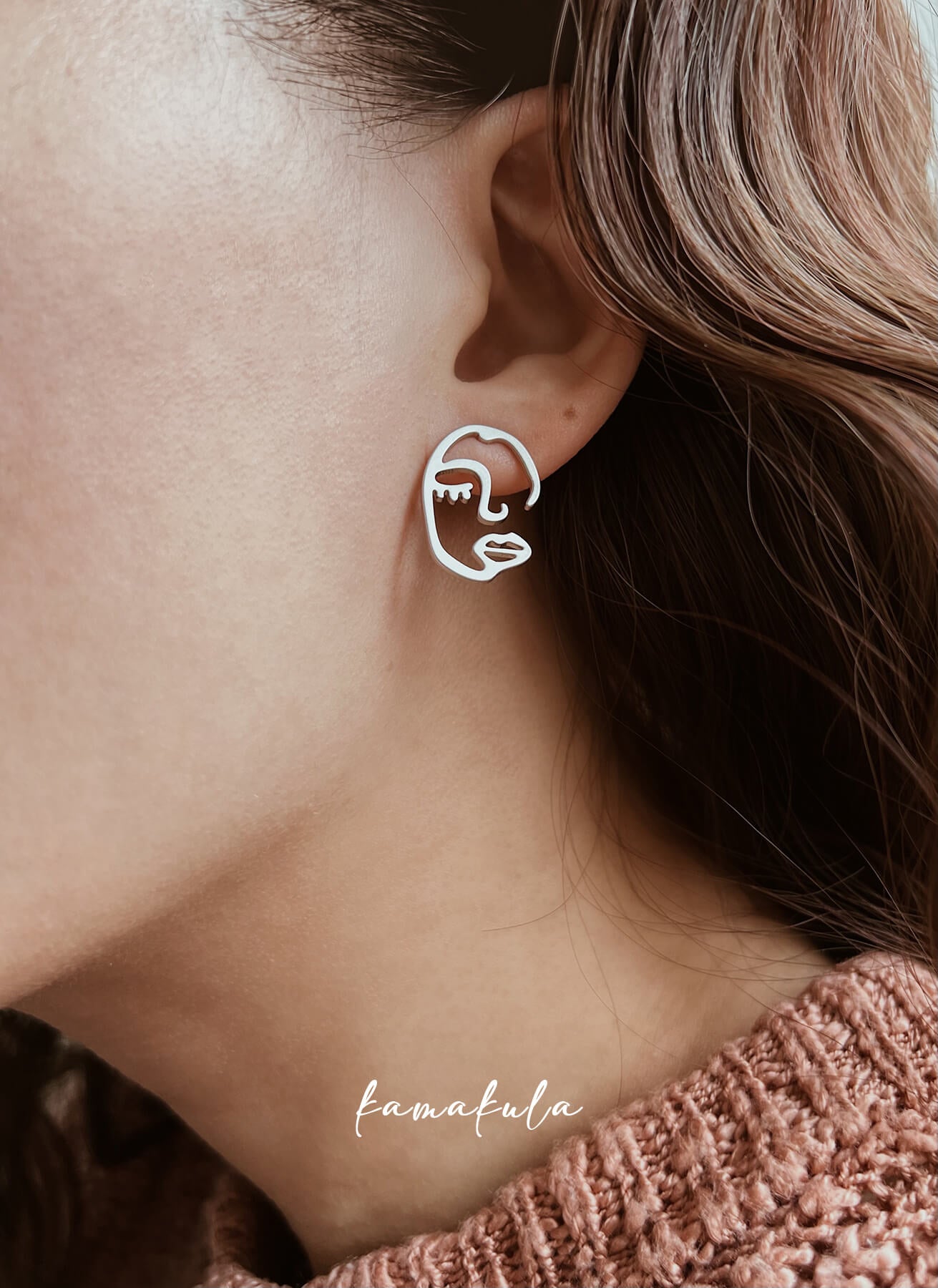 Abstract Face Stud Earrings