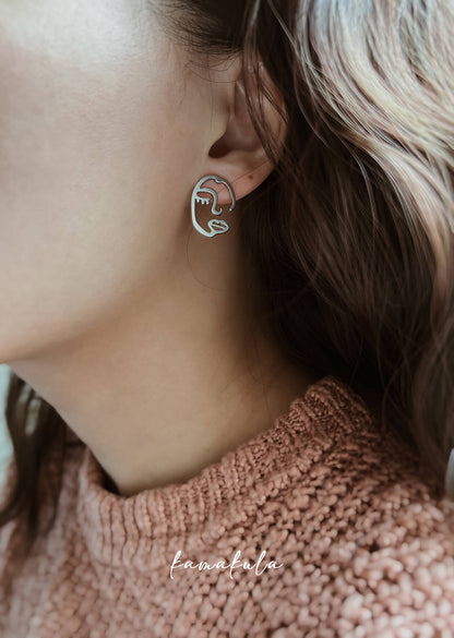 Abstract Face Stud Earrings