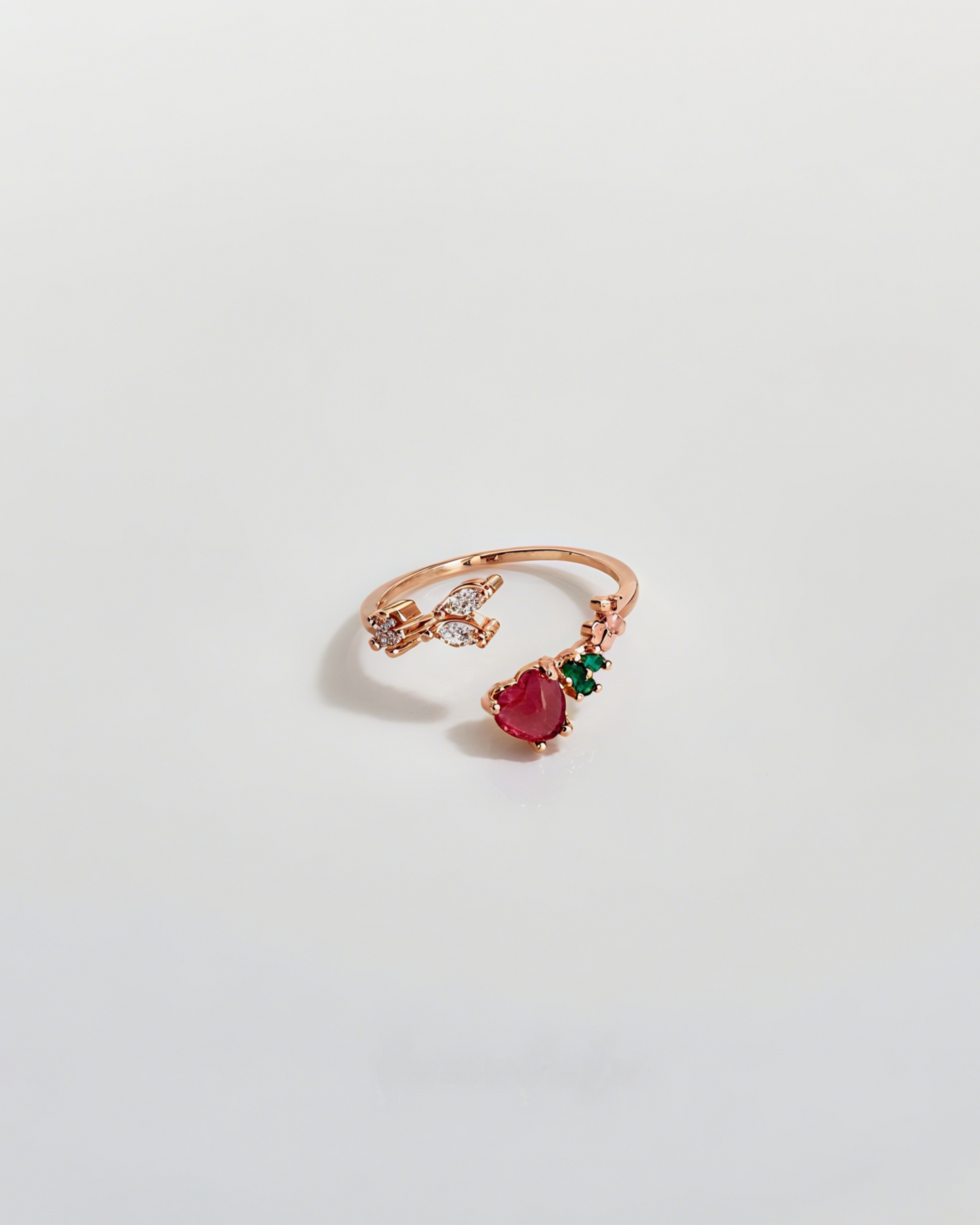 Adjustable Rose Gold Heart Bloom Ring