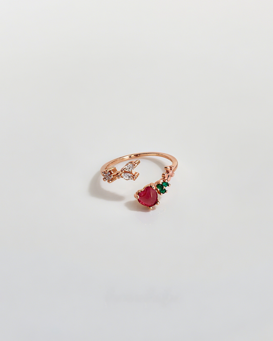 Adjustable Rose Gold Heart Bloom Ring