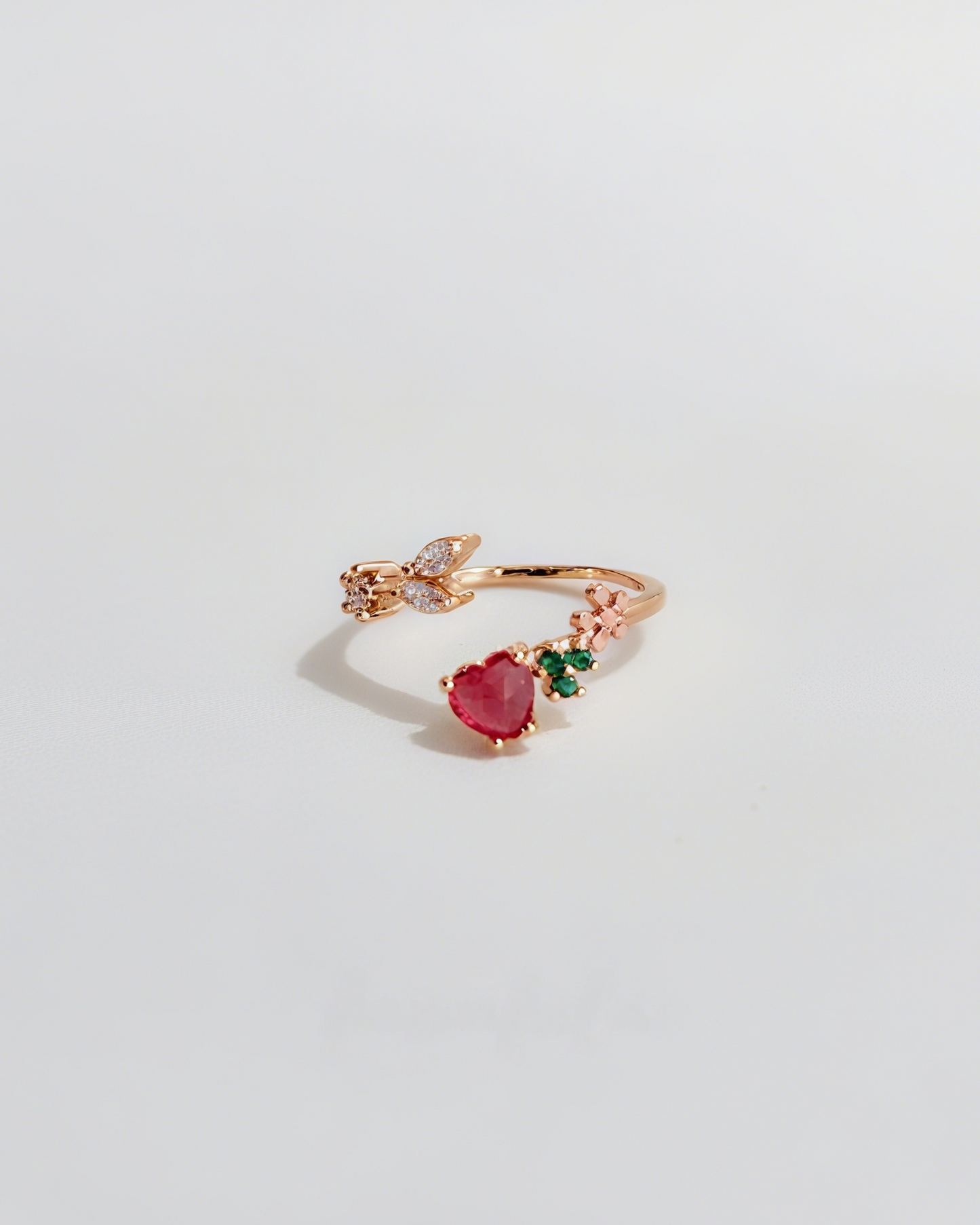 Adjustable Rose Gold Heart Bloom Ring