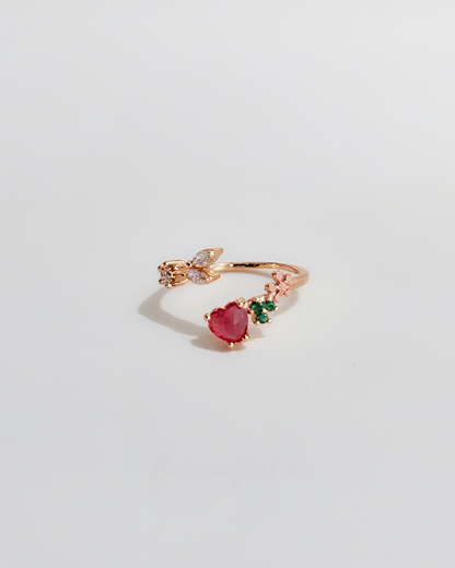 Adjustable Rose Gold Heart Bloom Ring