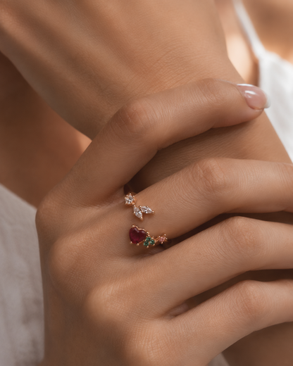 Adjustable Rose Gold Heart Bloom Ring