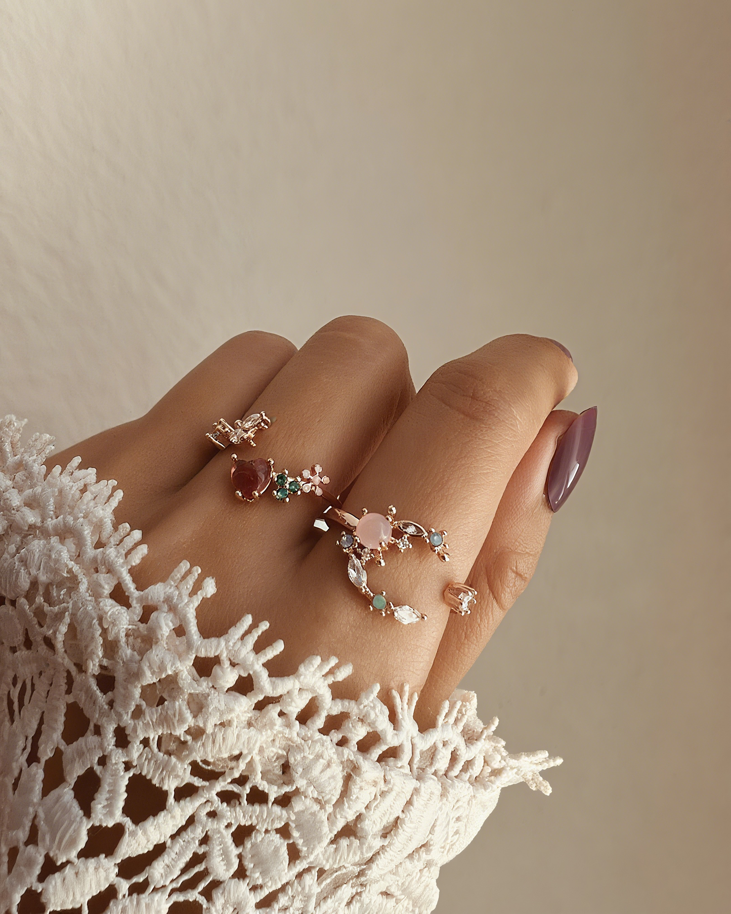 Adjustable Rose Gold Heart Bloom Ring