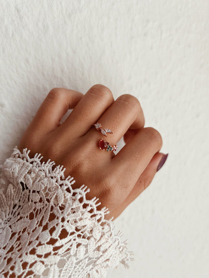 Adjustable Rose Gold Heart Bloom Ring