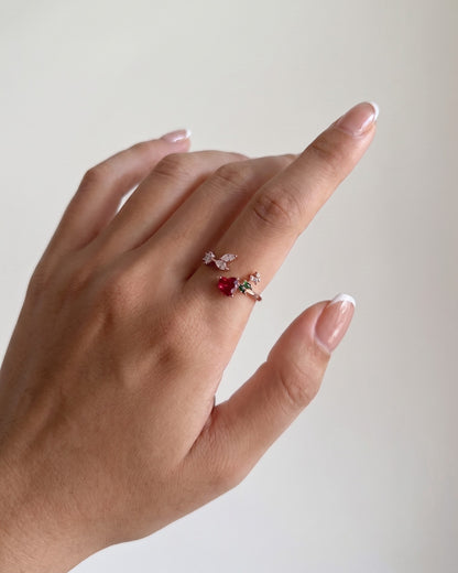 Adjustable Rose Gold Heart Bloom Ring