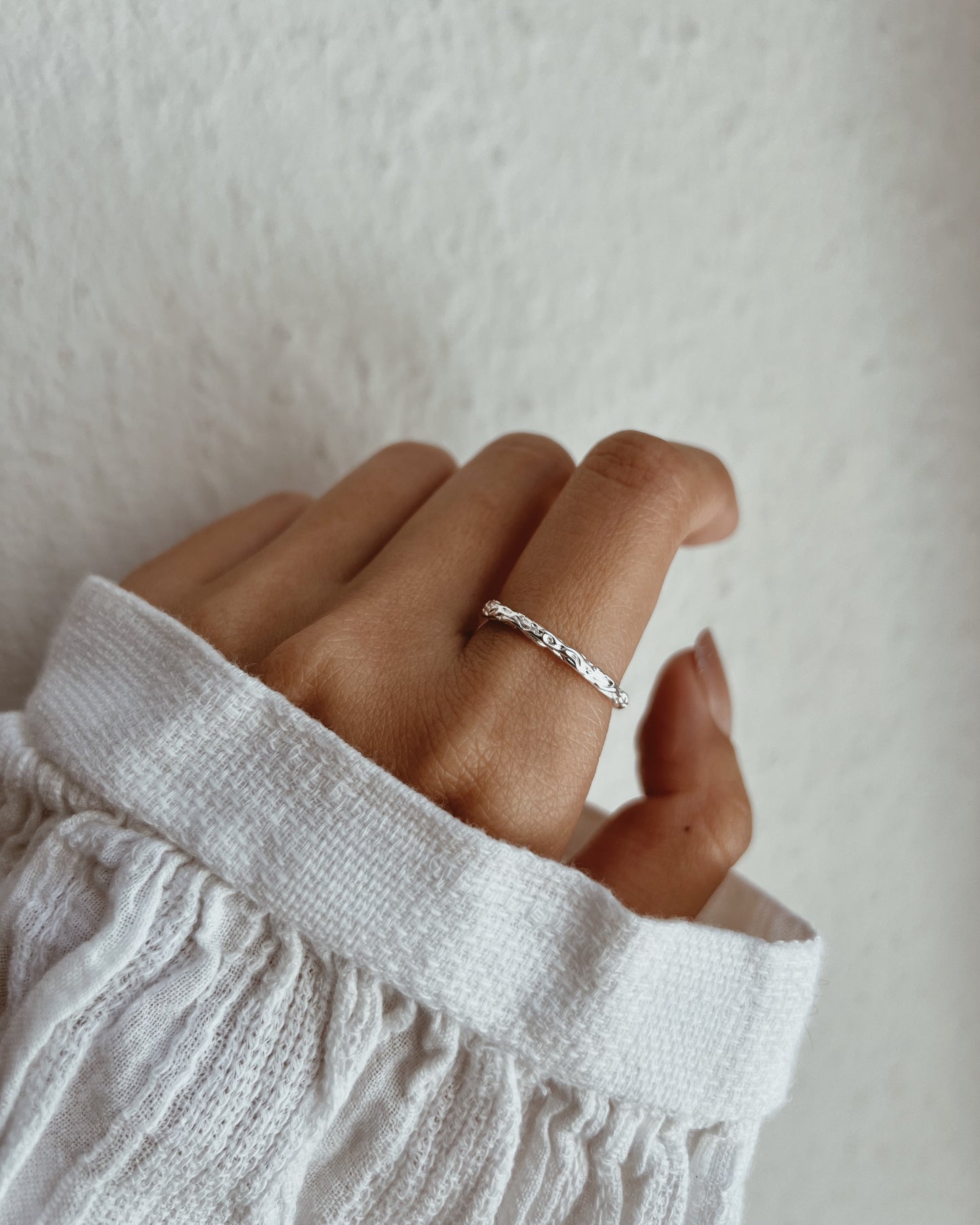 Textured Twig Ring 925 Silver