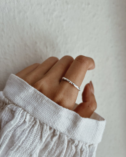 Textured Twig Ring 925 Silver