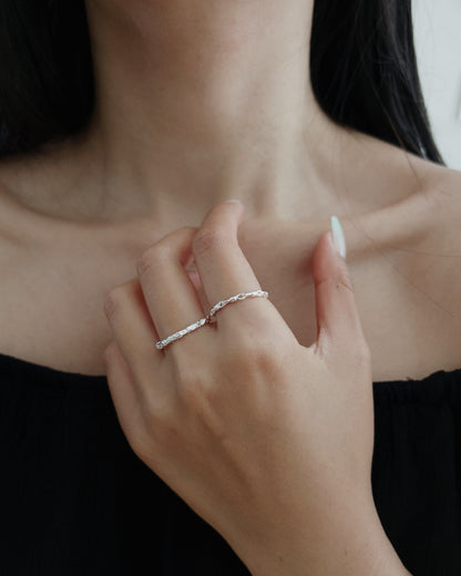 Textured Twig Ring 925 Silver