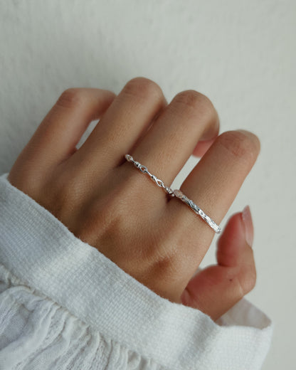 Textured Twig Ring 925 Silver