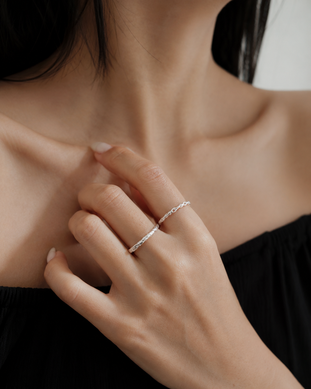 Textured Twig Ring 925 Silver