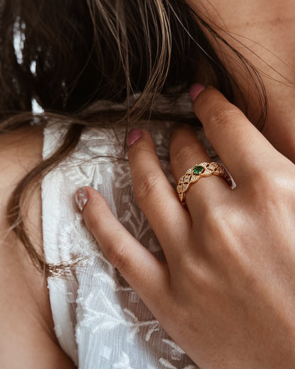 Emerald Green Filigree Ring