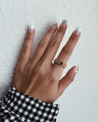 Emerald Green Filigree Ring