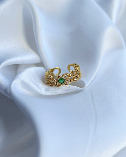 Emerald Green Filigree Ring