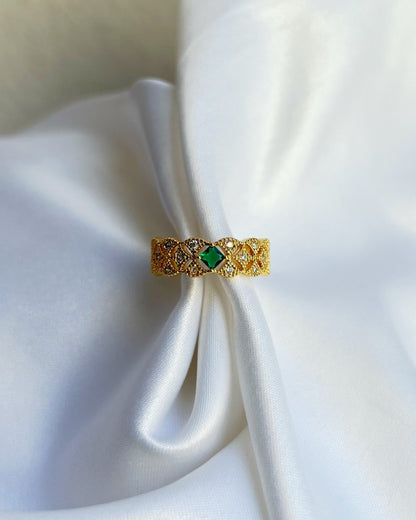 Emerald Green Filigree Ring