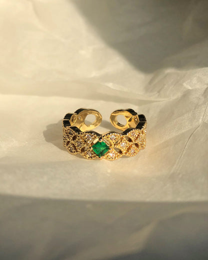 Emerald Green Filigree Ring