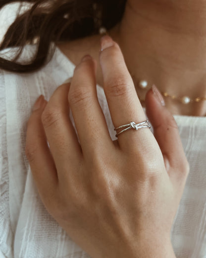 Open Love Knot Ring 925 Silver