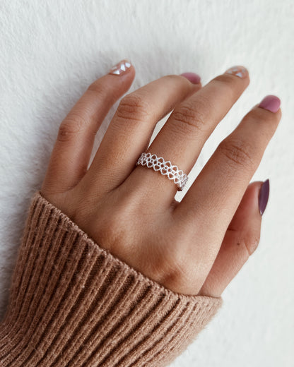 Lace Band Filigree Ring 925 Silver