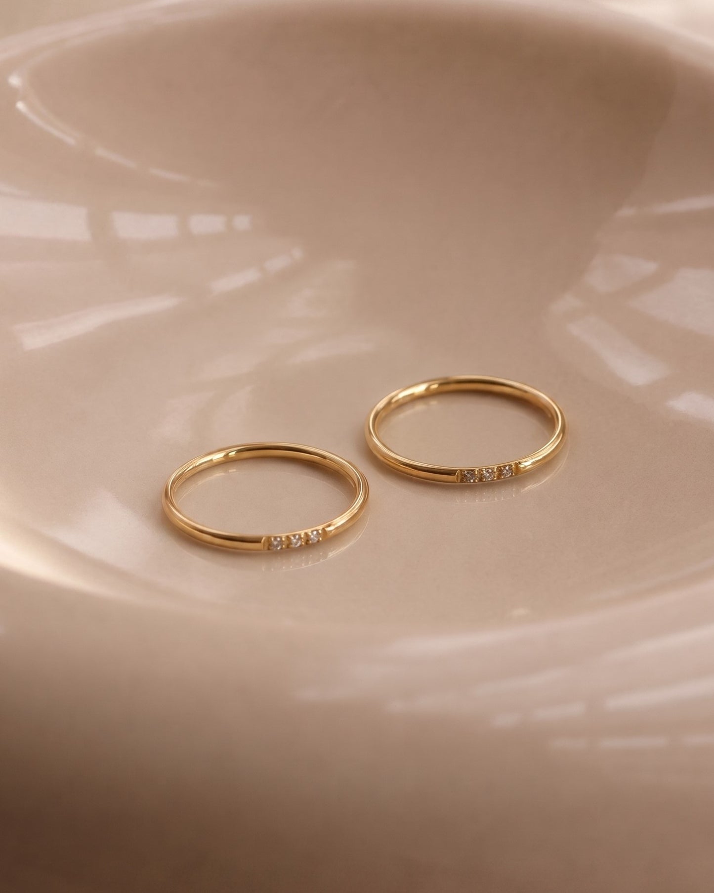 Three CZ Stacking Ring Waterproof
