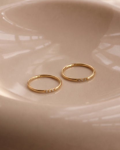 Three CZ Stacking Ring Waterproof