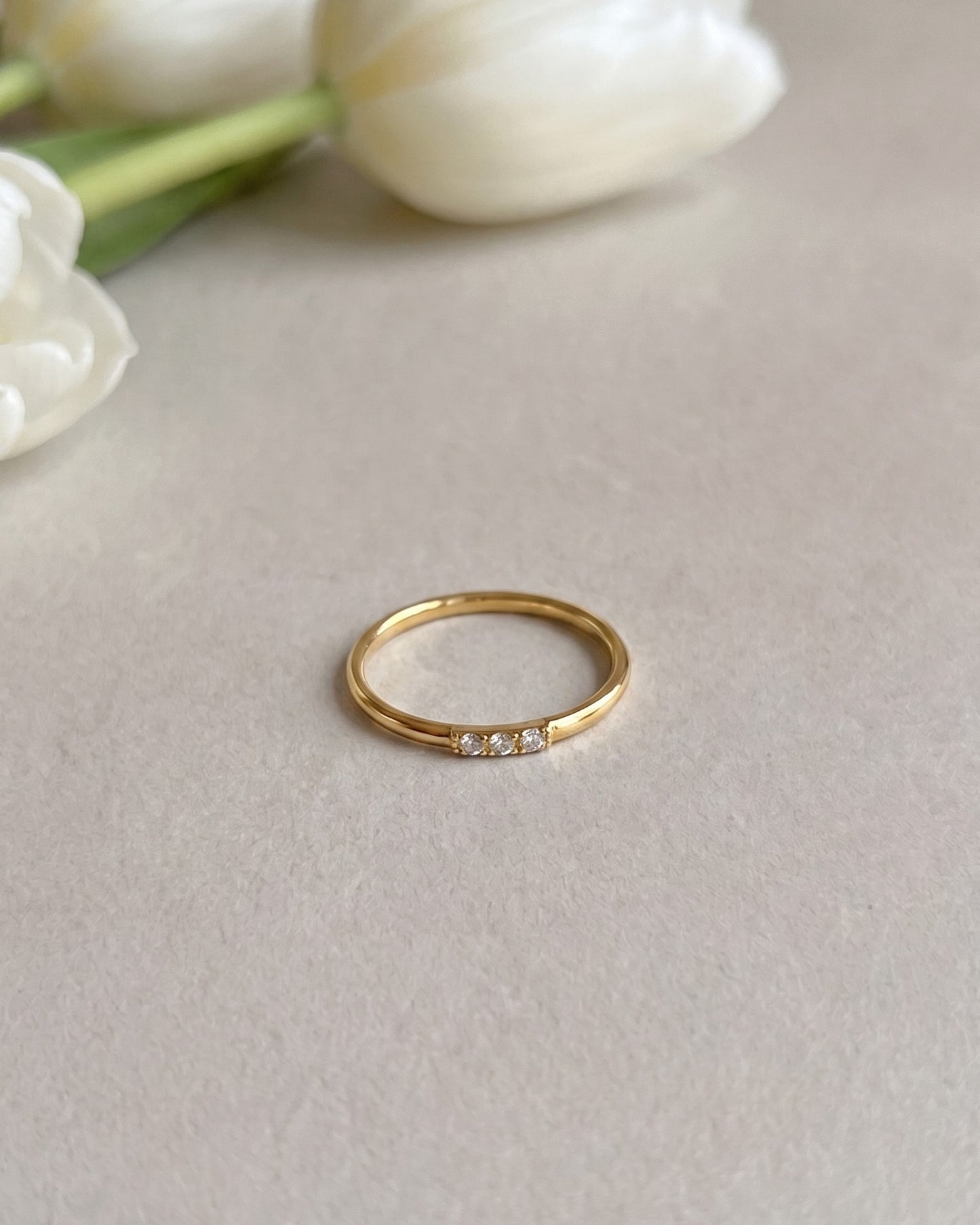 Three CZ Stacking Ring Waterproof