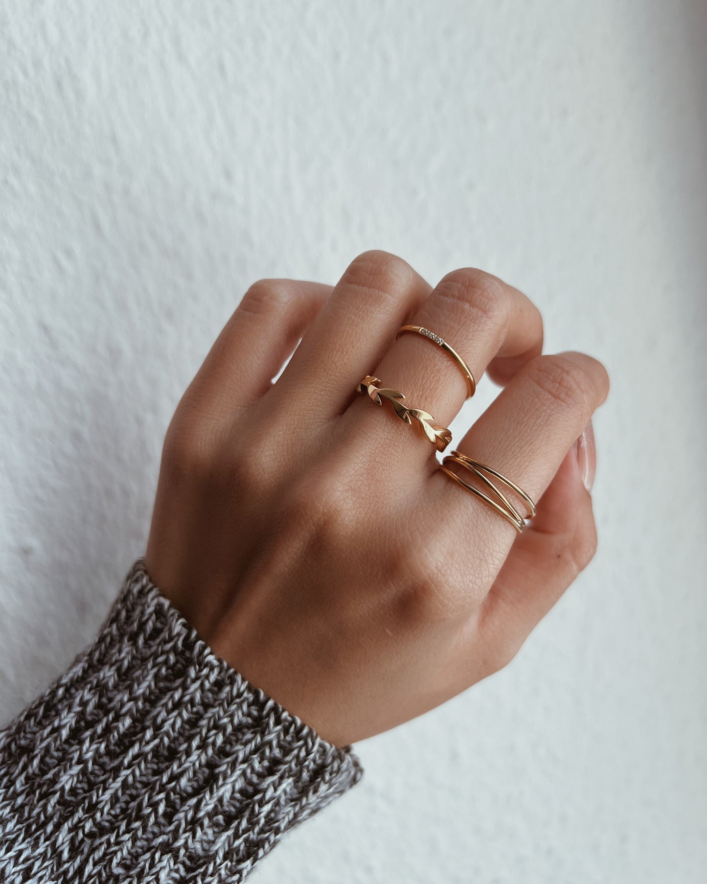 Three CZ Stacking Ring Waterproof