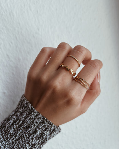 Three CZ Stacking Ring Waterproof